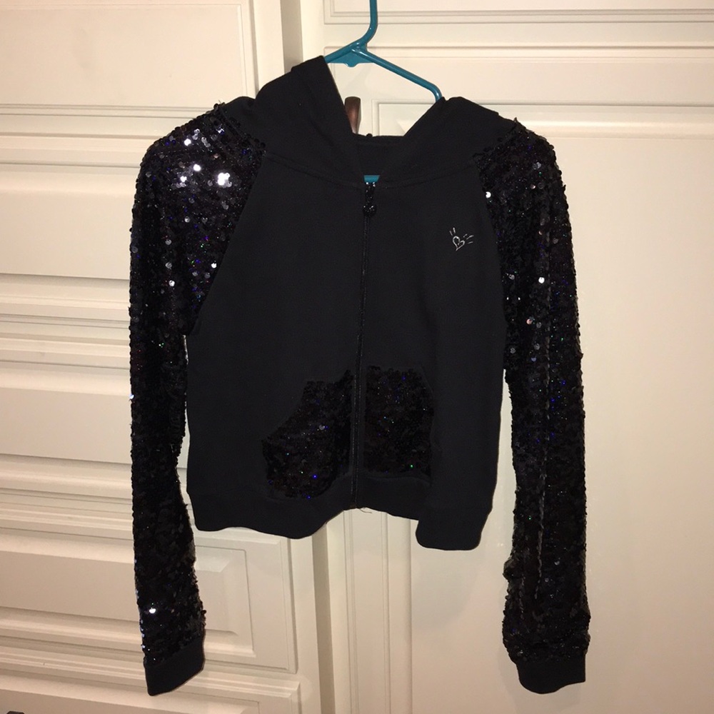 Black Justice sequin zip up jacket
